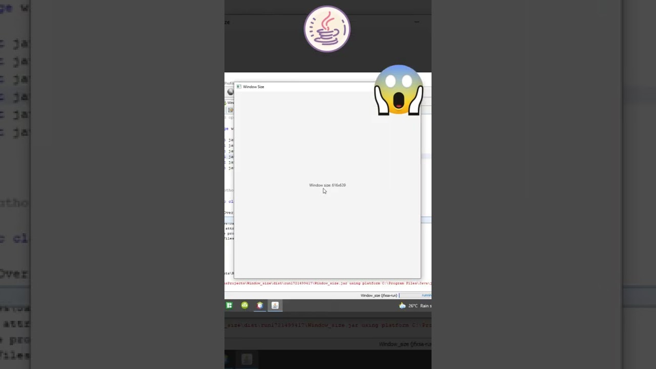 Get the window size in Java #java #javafx #programming #javaprogramming #shorts #javaforbeginners