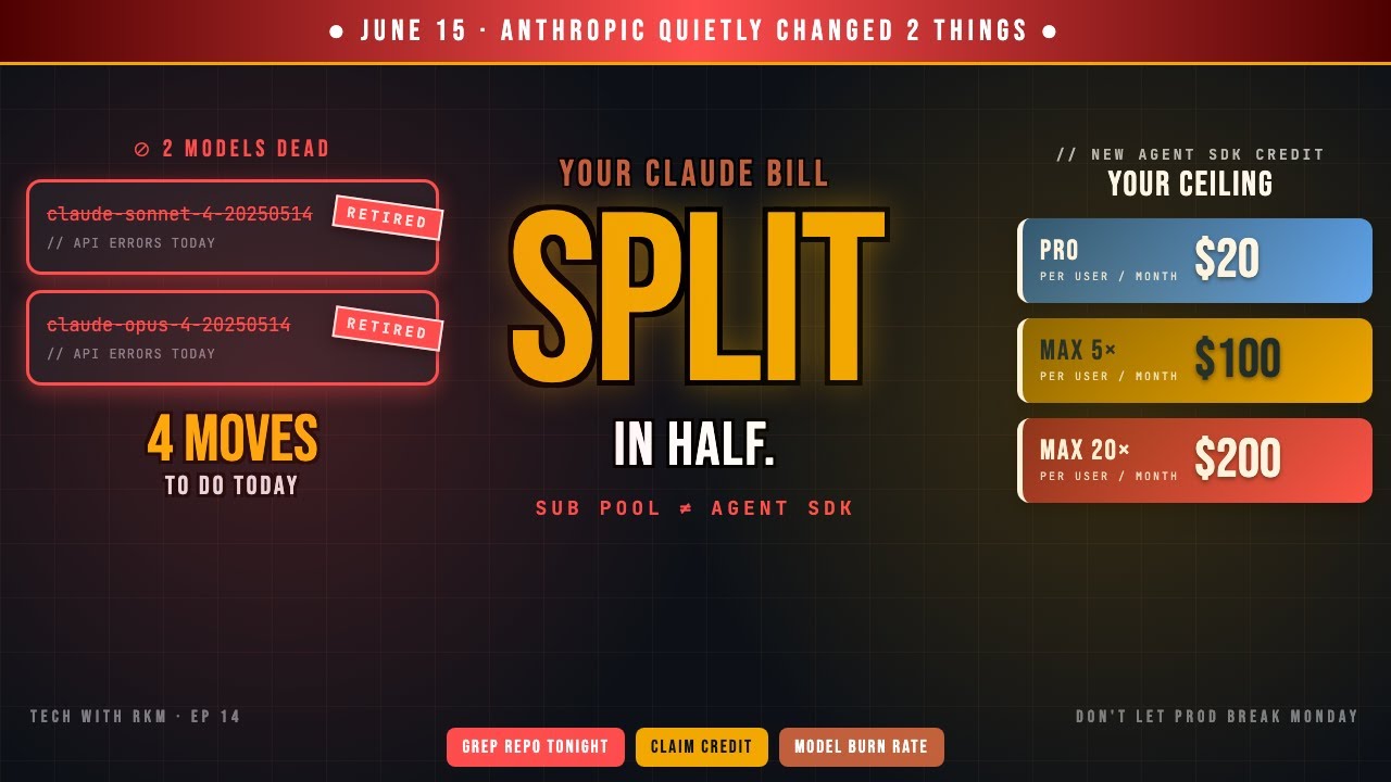 Anthropic Just Killed 2 Claude Models AND Split Your Bill — What To Do Today