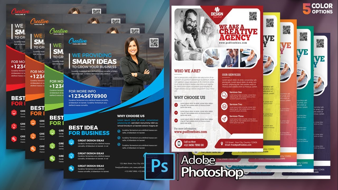 Multipurpose Corporate Flyer Free Psd Set | Business Flyer Design Template Psd