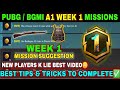 A1 WEEK 1 MISSION🔥PUBG WEEK 1 MISSION🔥A1 ROYAL PASS WEEK 1 MISSION🔥bgmi week missions explained