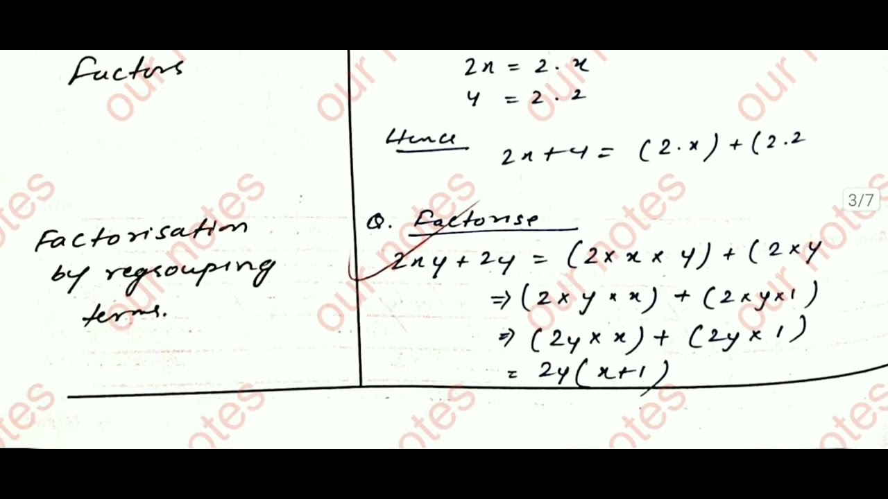 class 7 Maths lesson plan ( factorisation ) in english