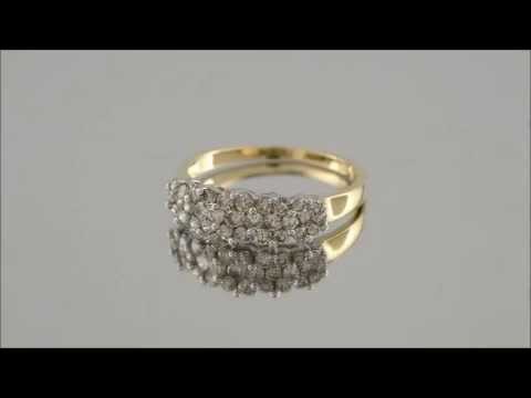 9ct Gold 1 Carat Diamond Cluster Band Ring - D6114