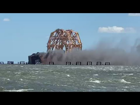 Boat captain captures footage as Golden Ray cargo ship burns in St. Simons Sound