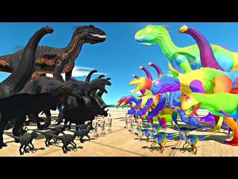 Dinosaurs Fights in Archer Arena | Shadow Itself vs Rainbow Itself - Animal Revolt Battle Simulator