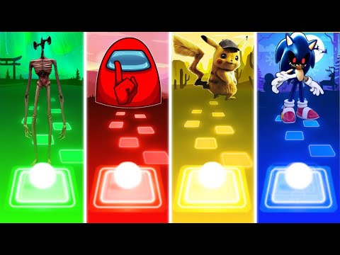 Siren Head Vs Among Us Vs Pikachu Vs Sonic Exe - Tiles Hop EDM Rush!