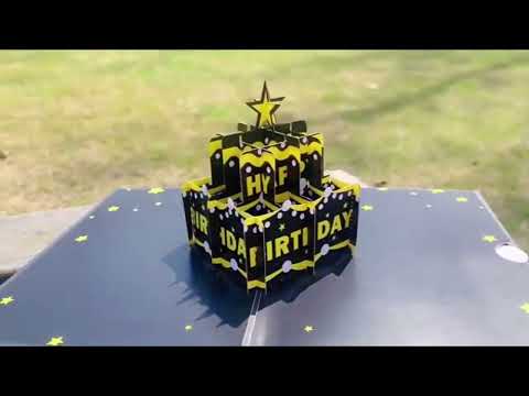 Happy birthday card 3d cake pop up greeting card for sale