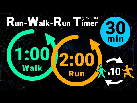 30-Minute Run-Walk-Run Timer: 1min Walk / 2min Run (No BGM)