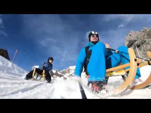 Sledding Engelberg Brunni in the Swiss Alps