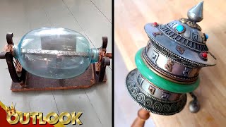 What Is This Mysterious Glass Ball Found In A Castle From 17th Century And Metal Thing On A Handle?