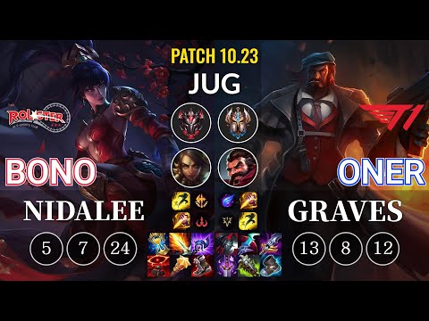 KT Bono Nidalee vs T1 Oner Graves Jungle - KR Patch 10.23