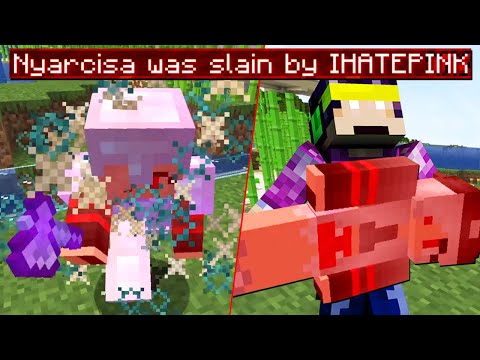 IHATEPINK -  We were fighting!  Who wins at PVP, me or Narcisa?  Minecraft
