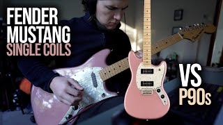 Video thumbnail for Fender Mustang Single Coils vs p90 pickups by kerodean