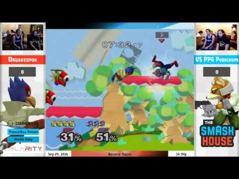 The Smash House - VS PPG Porkchops (Fox) vs Druggedfox (Falco) - Melee Reverse Mains