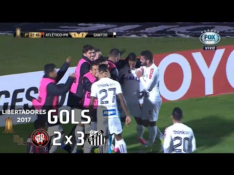 Gols - Atlético Paranaense 2 x 3 Santos - Libertadores 2017