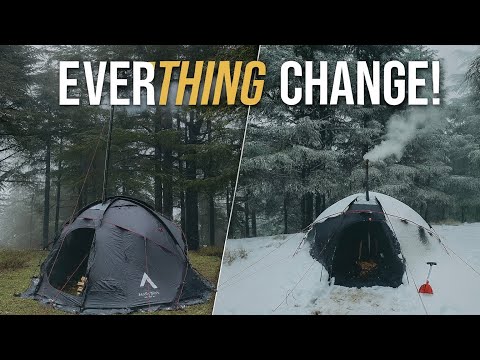 The Weather Completely Changed — A Snowstorm Hit My Tent !