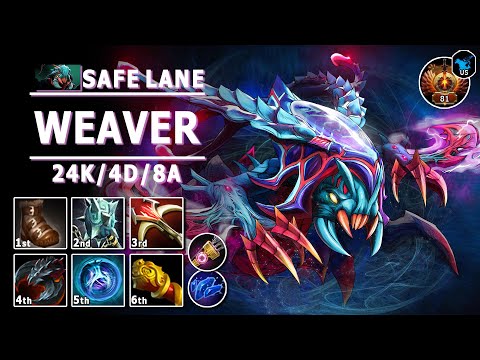 Weaver Safe Lane Carry | 7.32d | Pos 1 Weaver Play | Dota 2 Immortal Gameplay