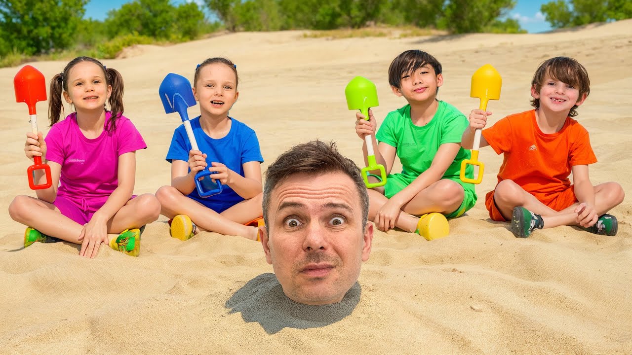 Vania Mania Kids Play with Colorful Kinetic Sand and Find Golden Treasures