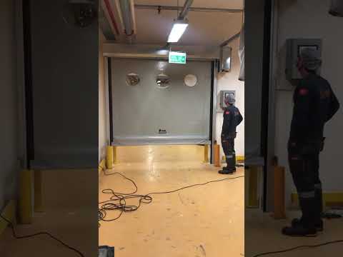 high-speed insulated roll-up door with vision windows