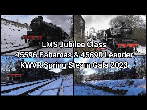 LMS Jubilee Class 45596 Bahamas & 45690 Leander | KWVR Spring Steam Gala 2023
