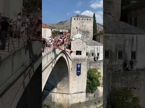 Mass dive off the Mostar bridge