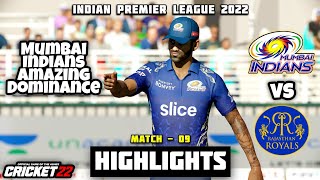 Mumbai Indians Vs Rajasthan Royals | Match - 09 Highlights | IPL 2022 | Cricket22 Gameplay
