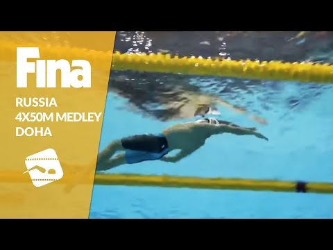 Russia also wins 4x50m Medley #6 Doha
