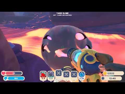 Burning Tarr at the steak in Slime Rancher 2