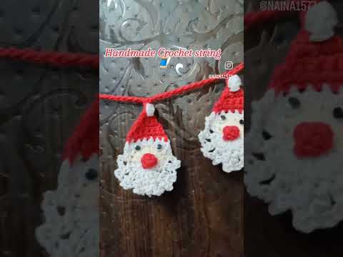 Handmade crochet santa string