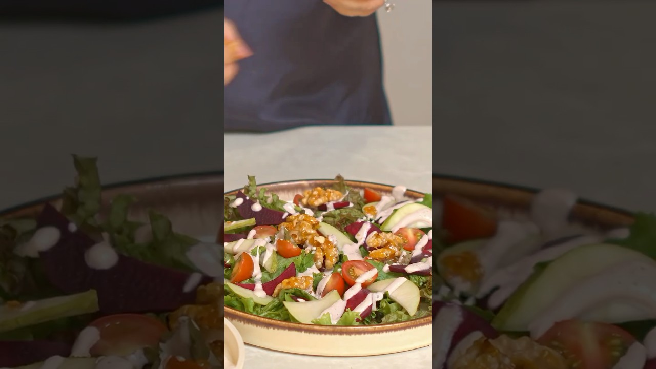 2 Hacks in 1 Healthy Salad | Quick Creamy Walnut Salad Recipe