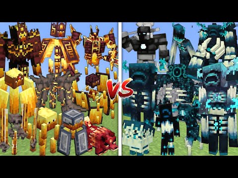 ALL MUTANT BLAZES VS ALL MUTANT WARDENS ALLIANCE MOBS BATTLE IN MINECRAFT