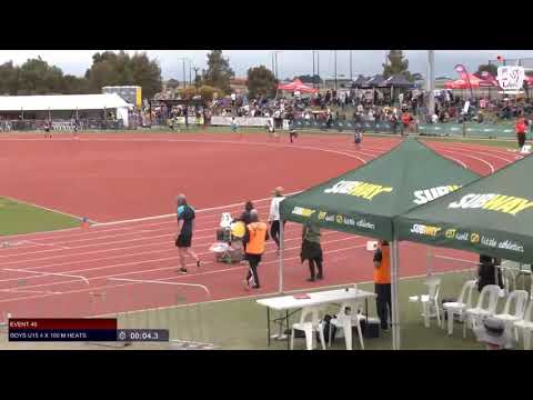 Boys U15 4 x 100m Heat 1 - 2019 SUBWAY State Relay Championships // LAVicTV