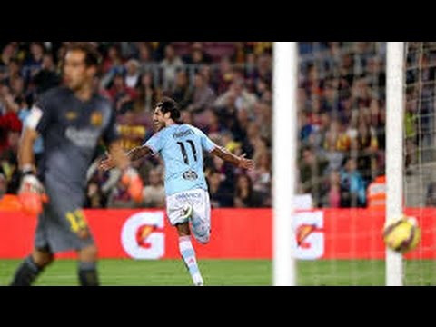 Joaquin Larrivey Gol pase de tacon de Nolito Barcelona 0 vs 1 Celta Vigo 2014  Highlights 1/11/2014