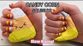 DIY CUTE Slow Rising CANDY CORN Squishy Using a SPONGE!! (No Memory Foam)🎃Halloween Crafts!!