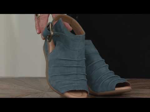 Earth Leather Ruched Peep-toe Wedges - Adina on QVC