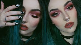 red/modern renaissance palette/full face talk thru makeup tutorial