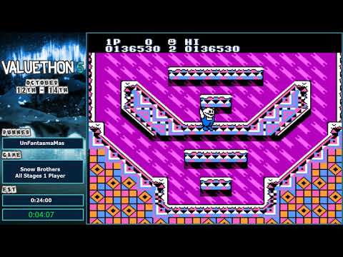 Valuethon 5 - Snow Bros. All Stages 1 Player Speedrun by UnFantasmaMas