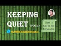 Keeping Quiet Class 12 Line By Line Explanation