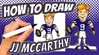 How to Draw JJ McCarthy for Kids - Minnesota Vikings NFL Football Player