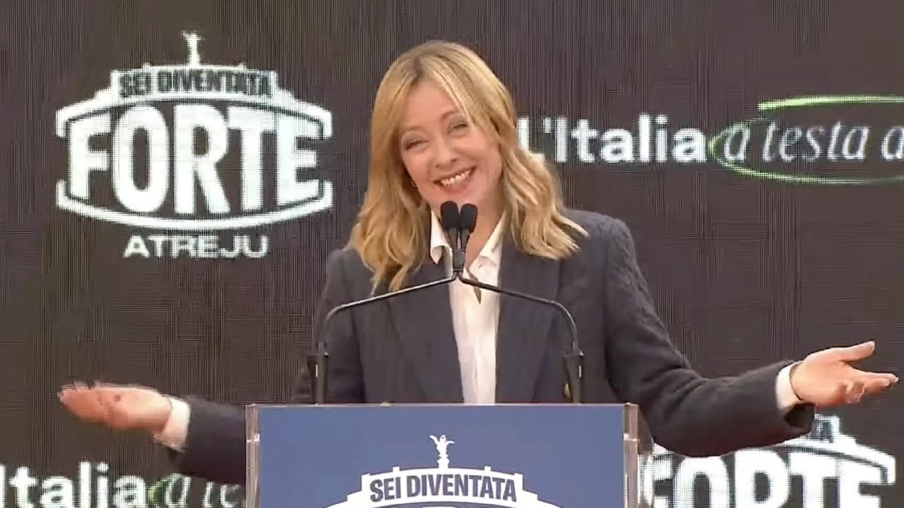 GIORGIA MELONI ARRIVA AD ATREJU PER IL SUO INTERVENTO