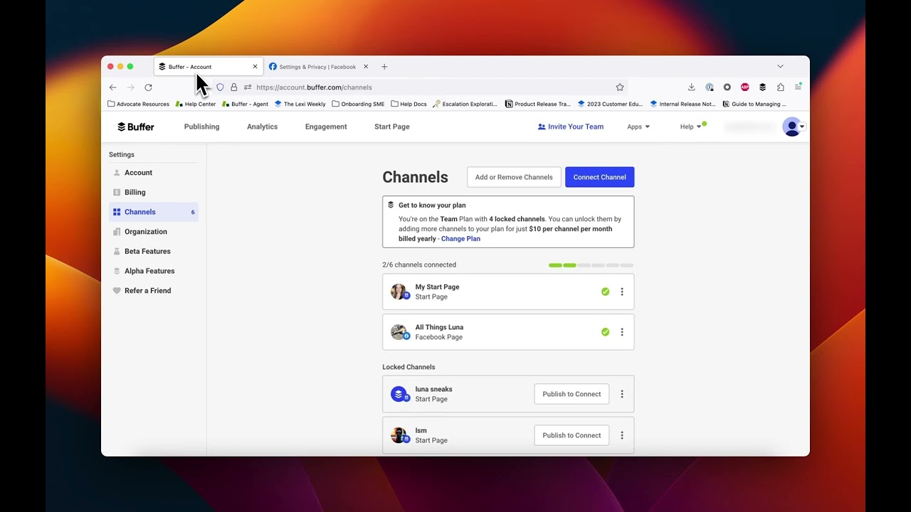 Reauthorizing the connection between Facebook and Buffer