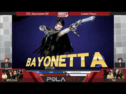 CFL Smackdown 92 WiiU - Riot (Bayonetta) vs MVG Dyr (Diddy Kong, Sheik) - Losers Finals