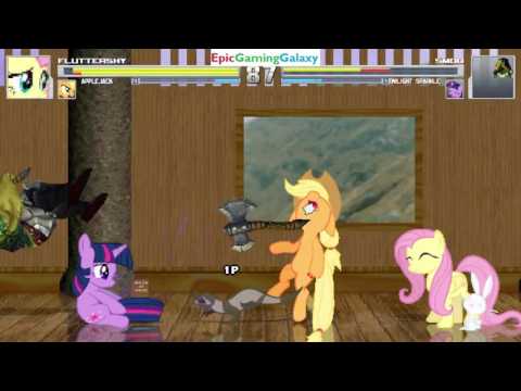 Fluttershy & Applejack VS Smoo The Orc Warrior & Twilight Sparkle In A MUGEN Match / Battle / Fight