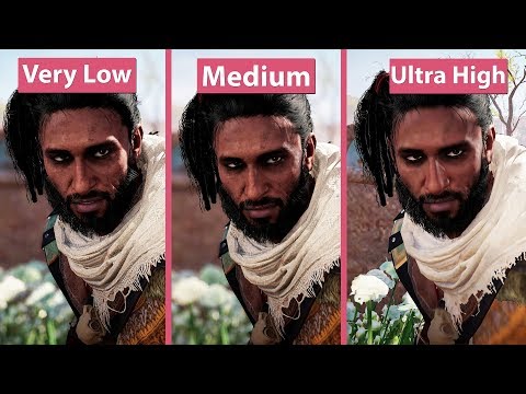 [4K] Assassin's Creed Origins – PC Very Low vs. Medium vs. Ultra High Graphics Comparison Frame Rate