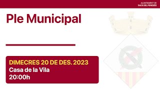 Ple Municipal: 20 de desembre 2023