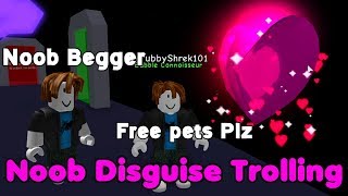 Noob Disguise Trolling With Soul Heart! More Bullies! - Bubble Gum Simulator Roblox