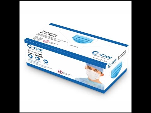 C-Cure 3 Ply Black and White Face Mask