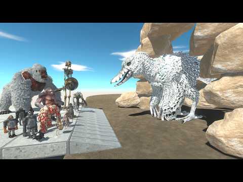 Giant Feathered White Dinosaur Hunt — Mutant Primates vs Infernals Battle Simulation