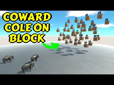Animals + Humans Hunting Coward Cole on the Floating Blocks in Animal Revolt Battle Simulator