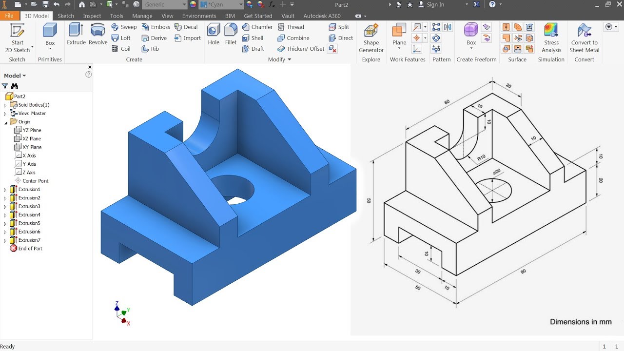 Autodesk Inventor Tutorial for beginners exercise 7