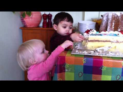 Liv & Charlie Eating Birthday Cake